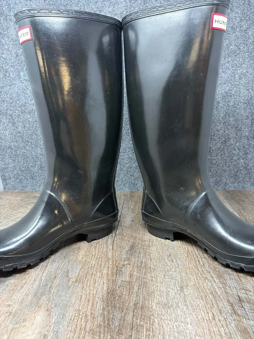 Hunter Original Women's Tall Huntress Gloss Waterproof Rain Boots buckle top-W-9